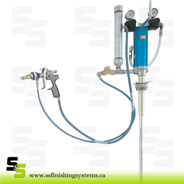 SATA HKU 60 l barrel pump unit cpl., consisting of piston pump 1:3, with hose pair 10 m, SATAjet 1000 KK spray gun, nylon, door and hook wand