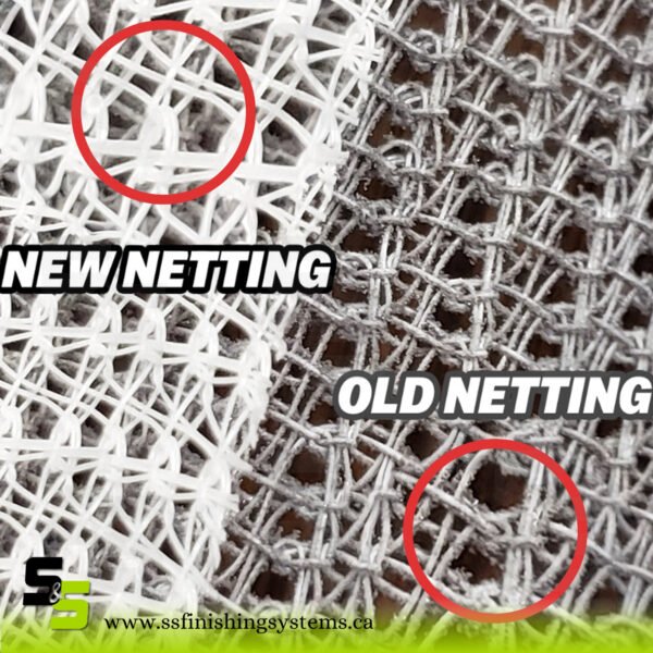 RBL tacky netting new versus used, showing trapped dust and overspray RBL tacky netting new versus used, showing trapped dust and overspray