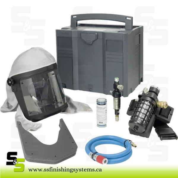 SATA respirator kit in systainer: SATA vision 2000 n and belt unit with activated charcoal adsorber and air regulation valve, SATA air warmer, SATA air hose 1.2 m SATA respirator kit in systainer: SATA vision 2000 n and belt unit with activated charcoal adsorber and air regulation valve, SATA air warmer, SATA air hose 1.2 m