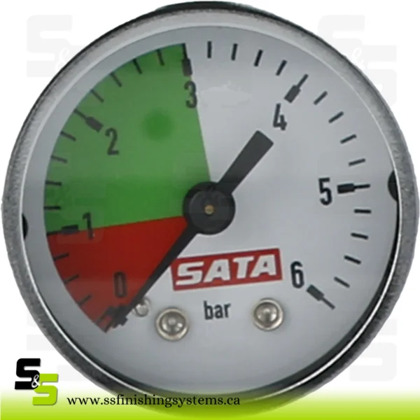 SATA Pressure gauge 0 – 6 bar, 40 mm, green area 1 – 3 bar