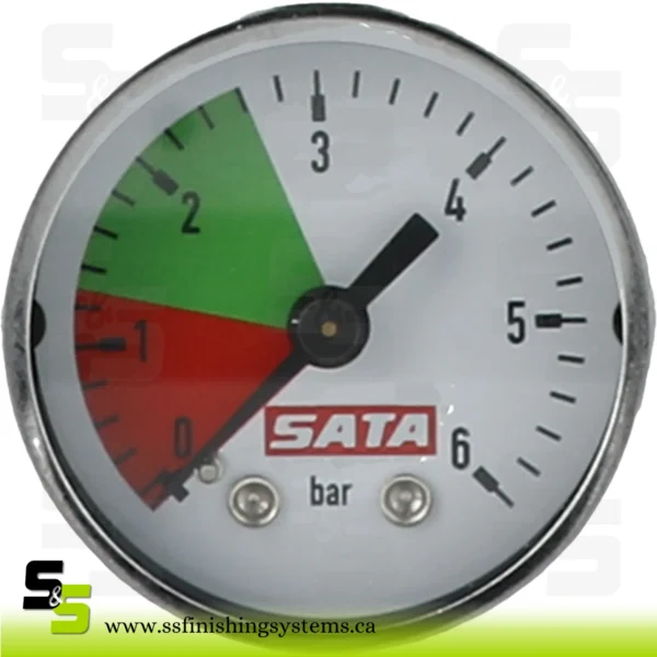 SATA Pressure gauge 0  6 bar, 40 mm, green area 1.3  2.6 bar [for adsorber SATA vision 2000]