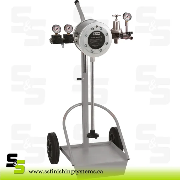 SATA vario top spray F, double diaphragm pump 1:1 on trolley, with material fine pressure regulator,