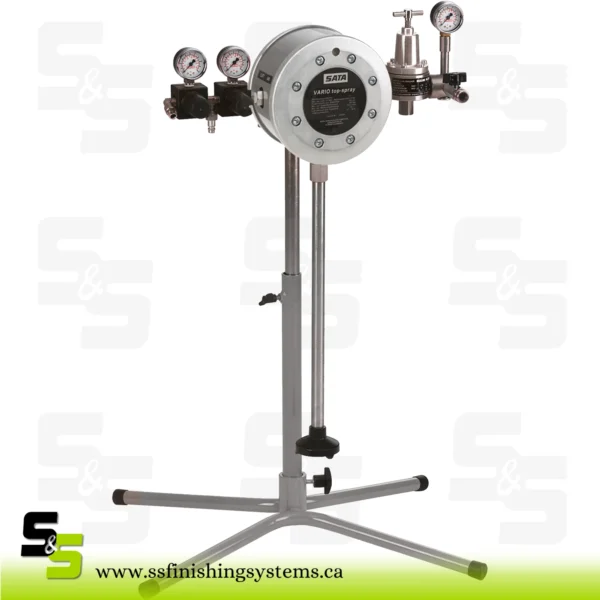 SATA vario top spray S, double diaphragm pump 1:1, with stand, material fine pressure regulator, suc