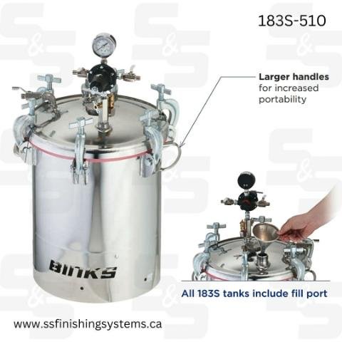 183S-510 Binks 5-Gallon Stainless Steel Pressure Tank